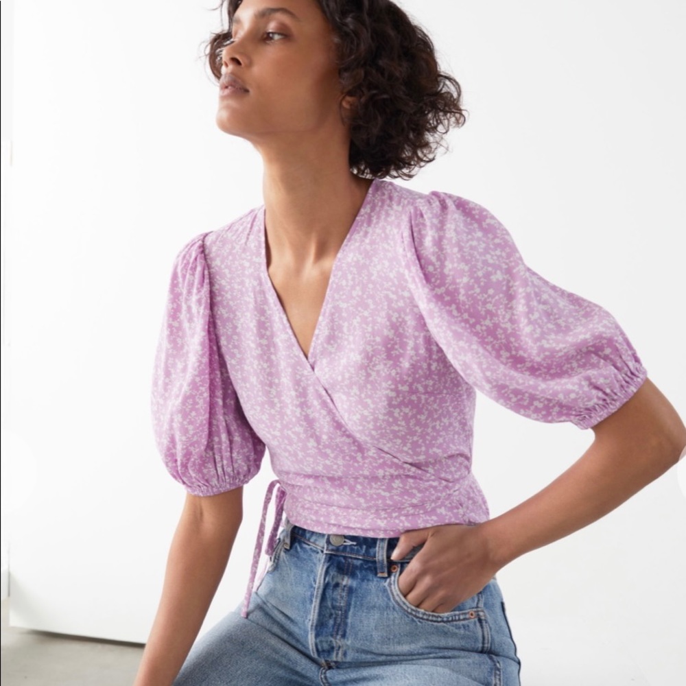 & Other Stories Puff Sleeves Wrap Top